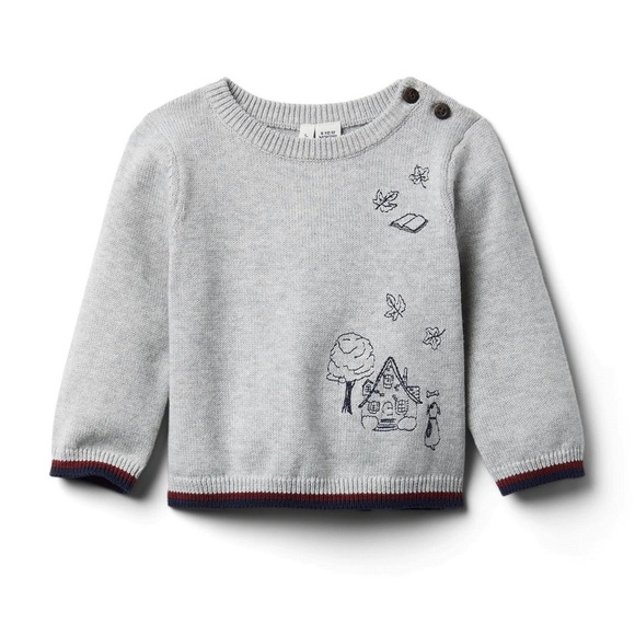 Janie and Jack Other - Janie and Jack Gray Embroidered Sweater